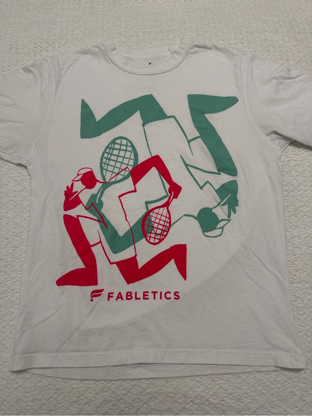 Fabletics Short Sleeve White Crew Neck Graphic Retro Men’s Size Medium